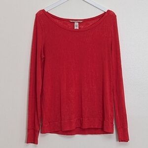 Victoria’s Secret Shirt Long Sleeve Scoop Neck Lounge Top Medium Red